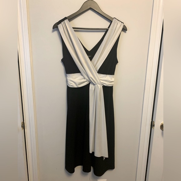 Black and White Drape Cocktail / Evening Dress - Picture 1 of 4
